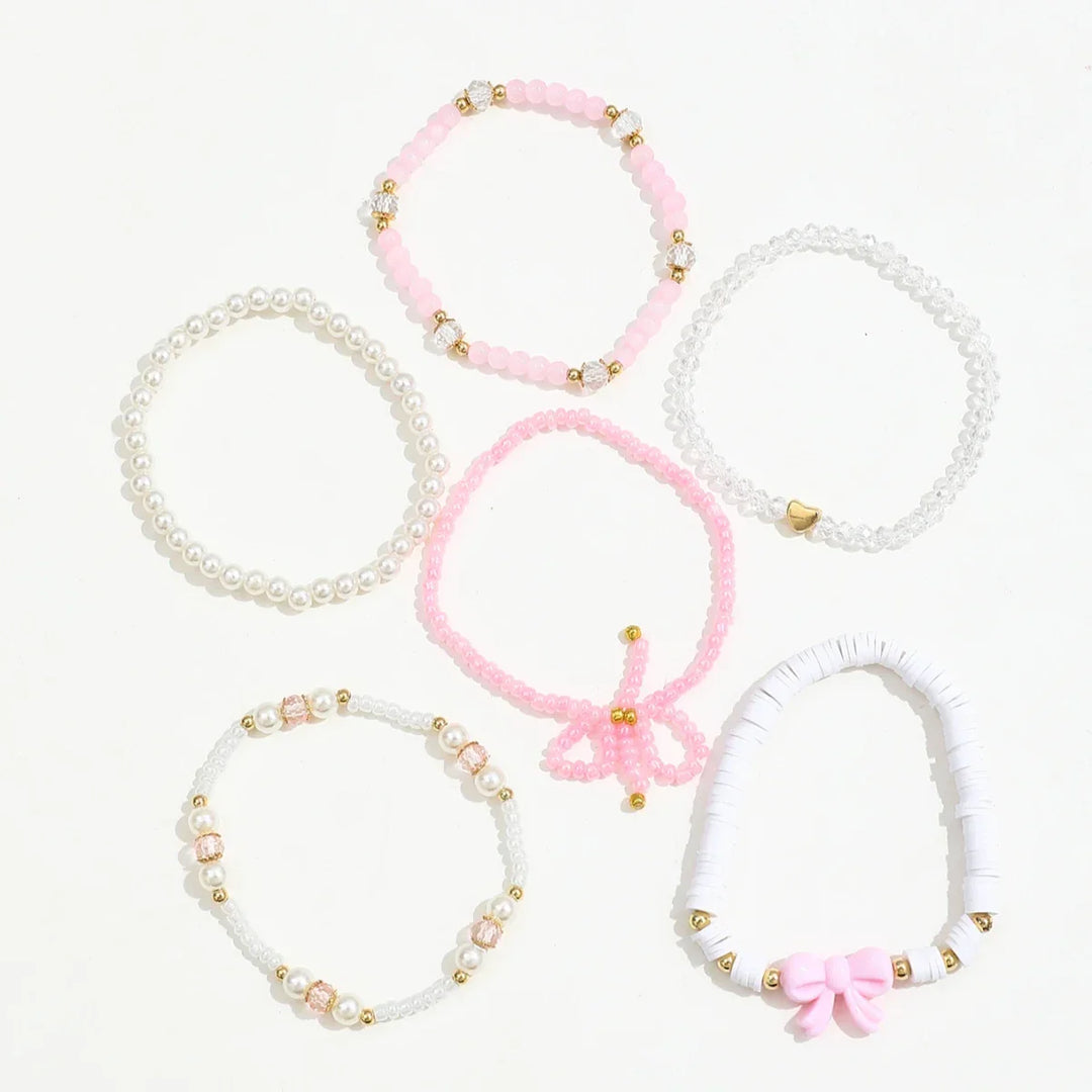Perlen Liebe Schleifen Armband Set