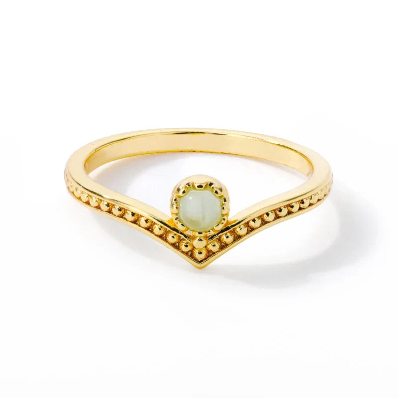 Eleganter Goldener Wassertropf Opal Kronenring