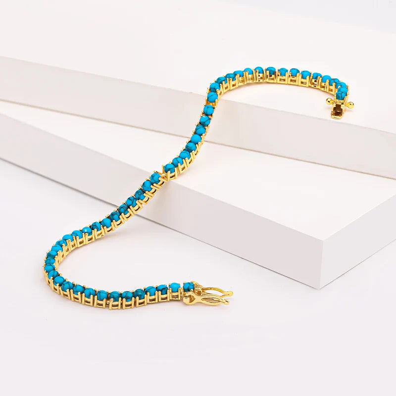 Elegantes Gold-Türkis Kettenarmband