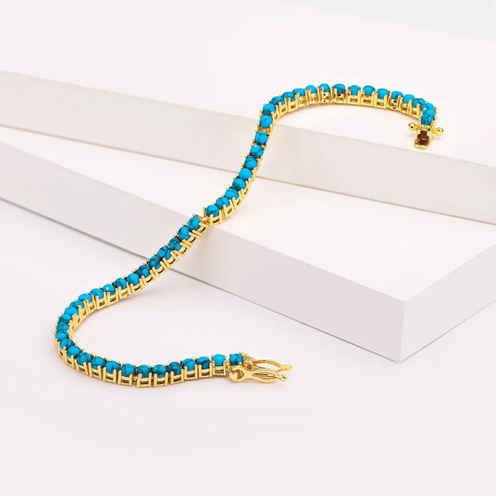Elegantes Gold-Türkis Kettenarmband