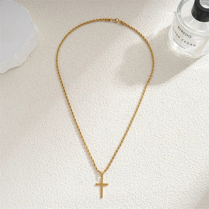 Unisex Goldene Kreuz Halskette