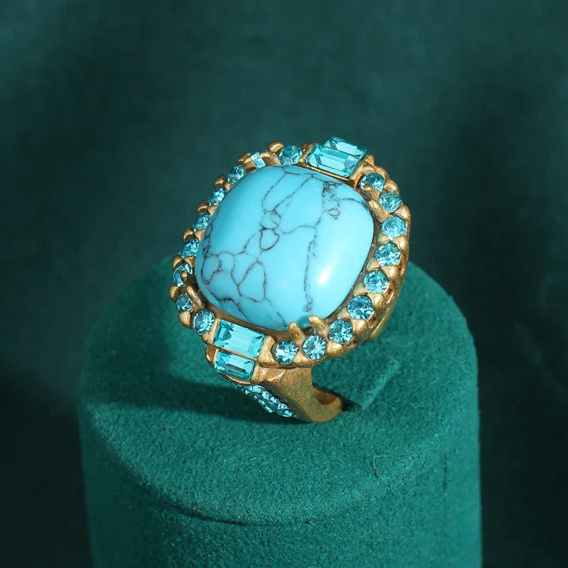 Vintage Art Deco Türkis Goldring