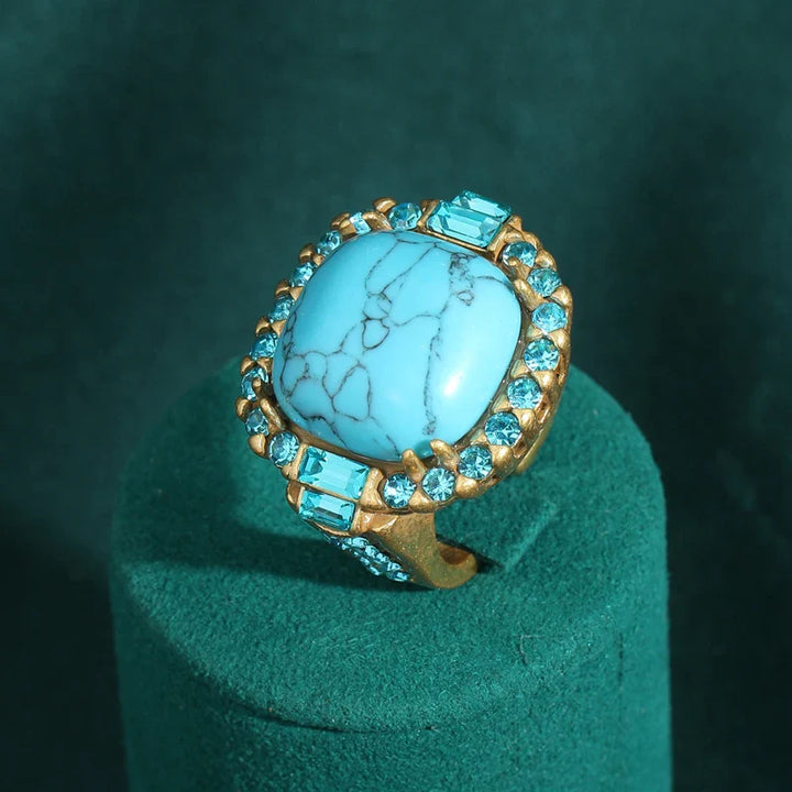 Vintage Art Deco Türkis Goldring