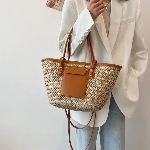 Ophelia Strandtasche aus Stroh mit Lederakzenten foto 6