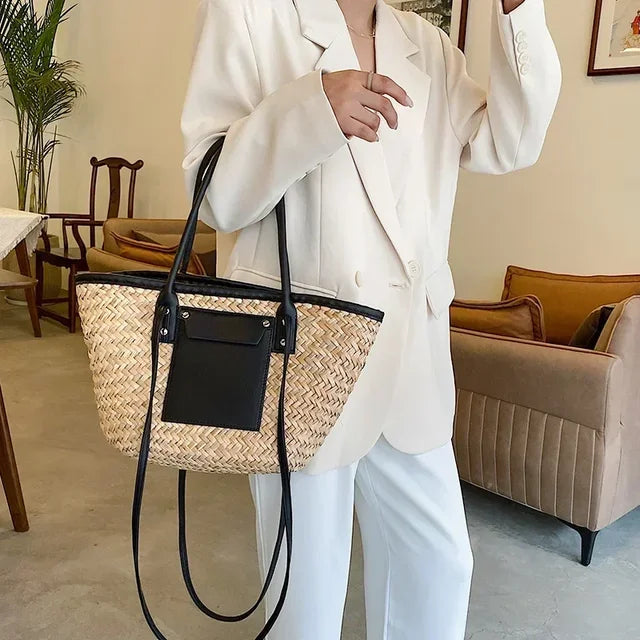 Ophelia Strandtasche aus Stroh mit Lederakzenten foto 7