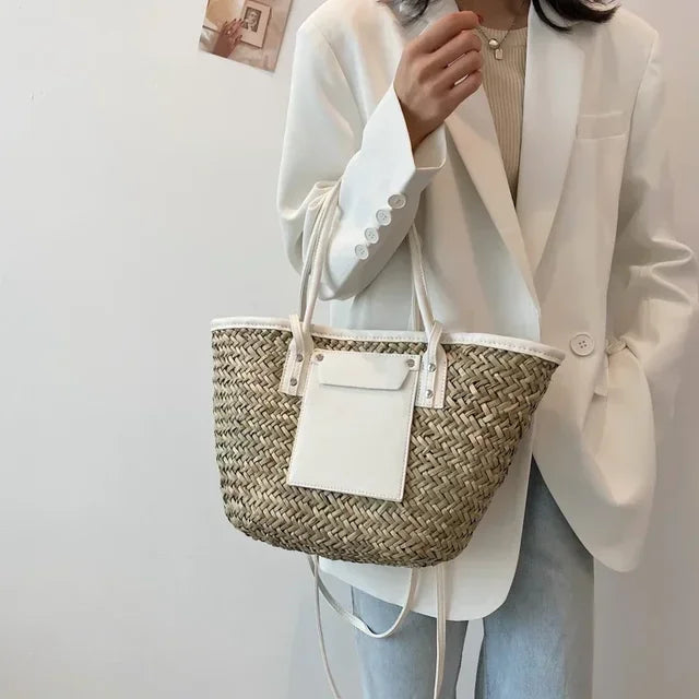 Ophelia Strandtasche aus Stroh mit Lederakzenten foto 8