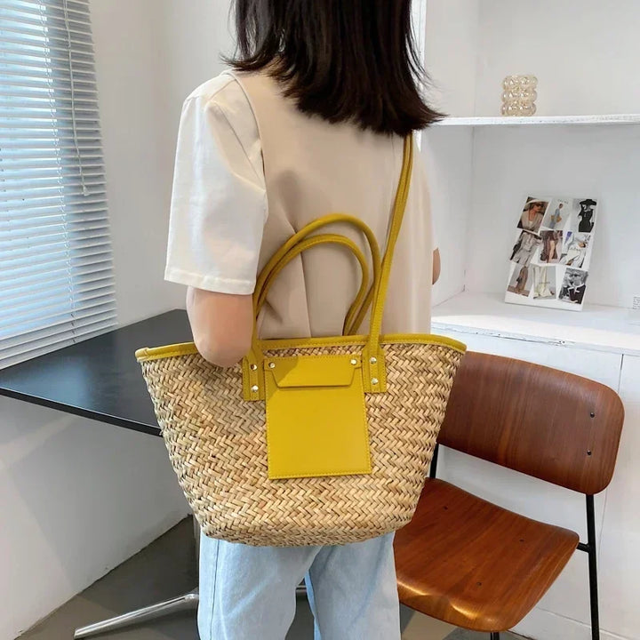 Ophelia Strandtasche aus Stroh mit Lederakzenten foto 2