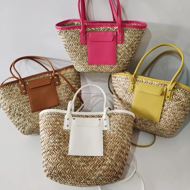 Ophelia Strandtasche aus Stroh mit Lederakzenten foto 4