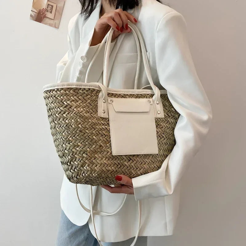Ophelia Strandtasche aus Stroh mit Lederakzenten foto 3