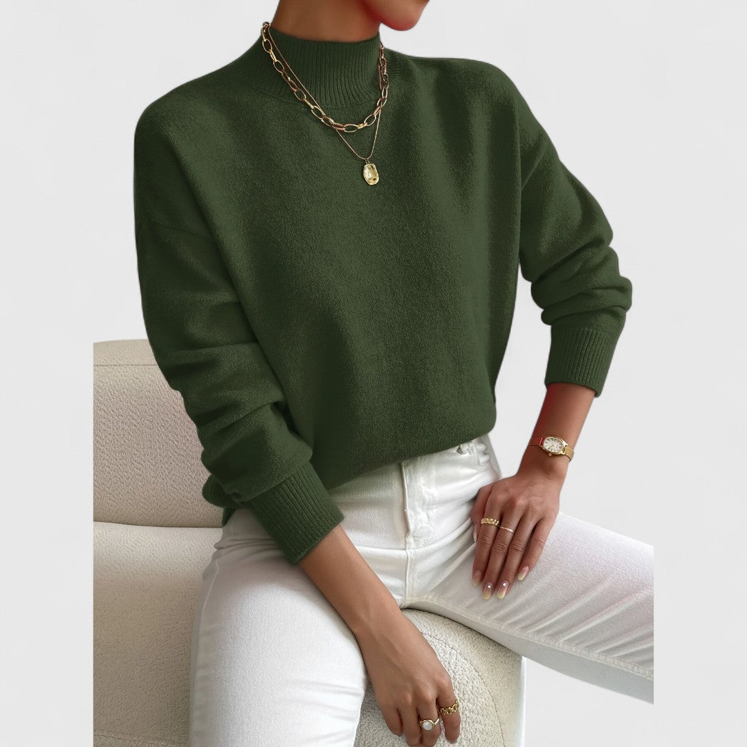 Atmungsaktive Damen Strickjacke mit Polokragen aus Baumwolle in Grün
