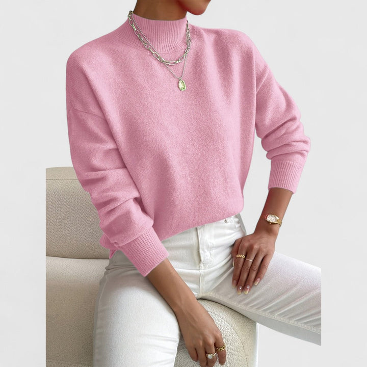 Atmungsaktive Damen Strickjacke mit Polokragen aus Baumwolle in Hellrosa