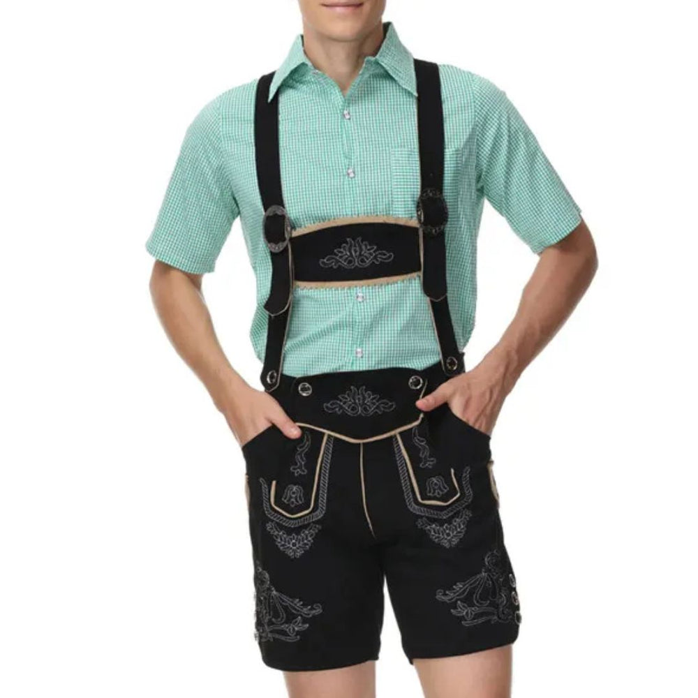 Bayerische Herren Lederhose zum Oktoberfest in Grün