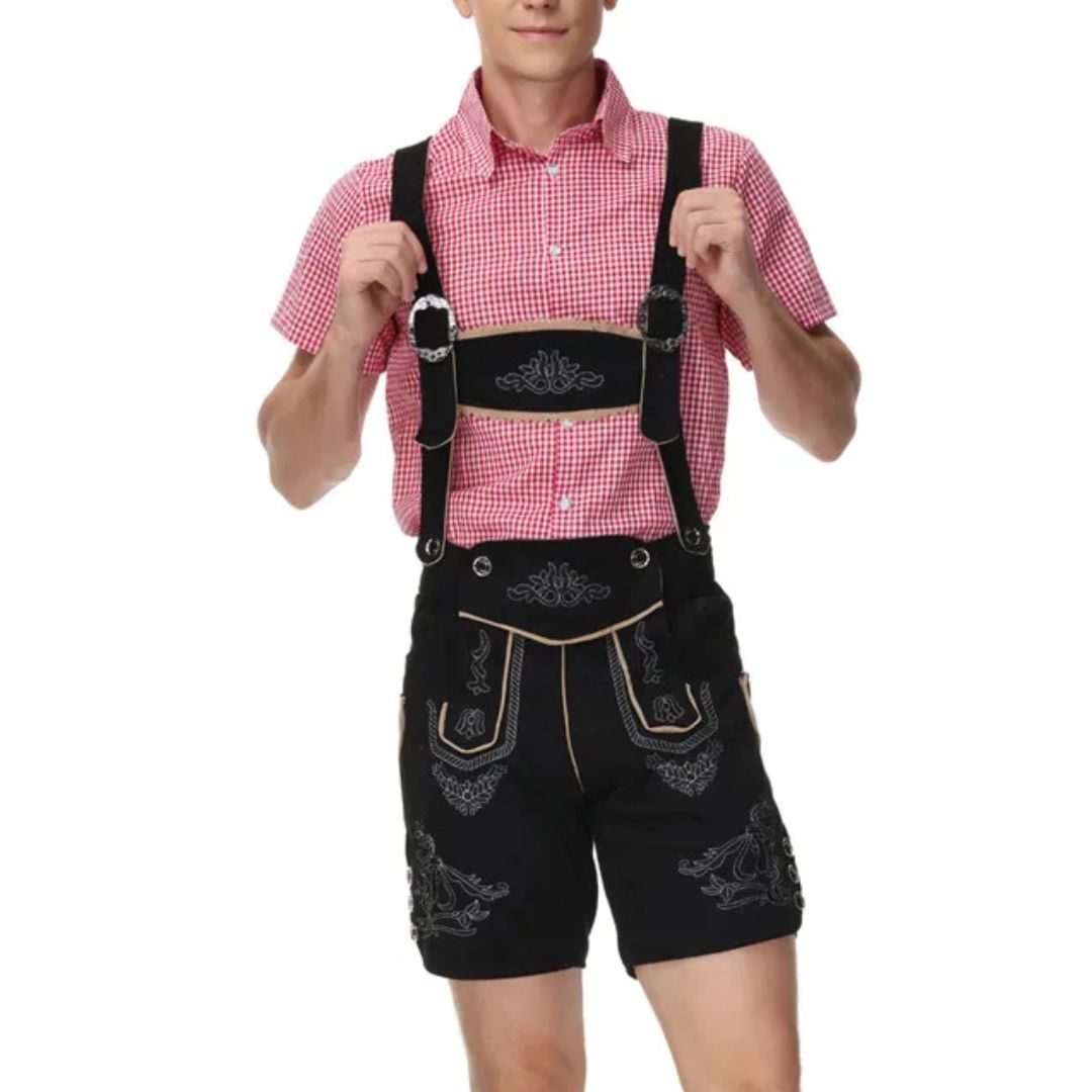 Bayerische Herren Lederhose zum Oktoberfest in Rot