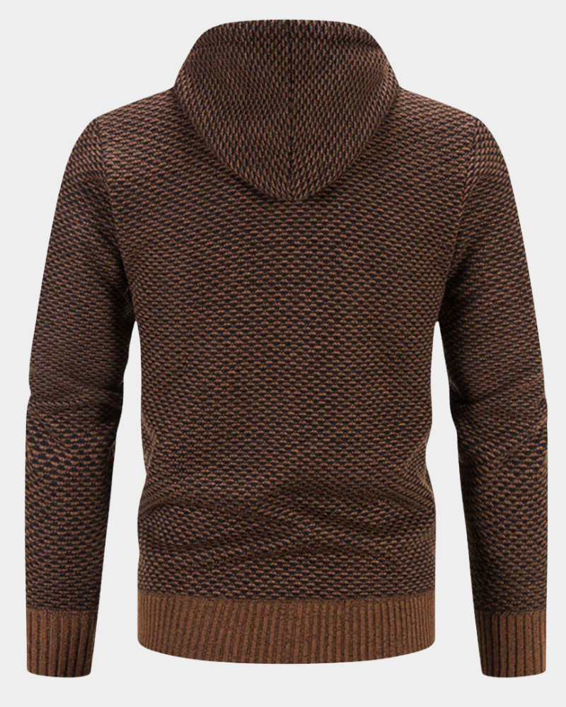 Bequemer Herren Strickpullover mit Kapuze (5)