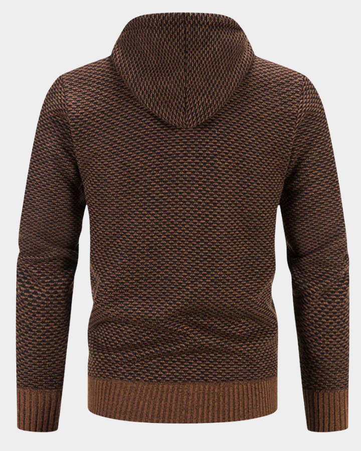 Bequemer Herren Strickpullover mit Kapuze (5)