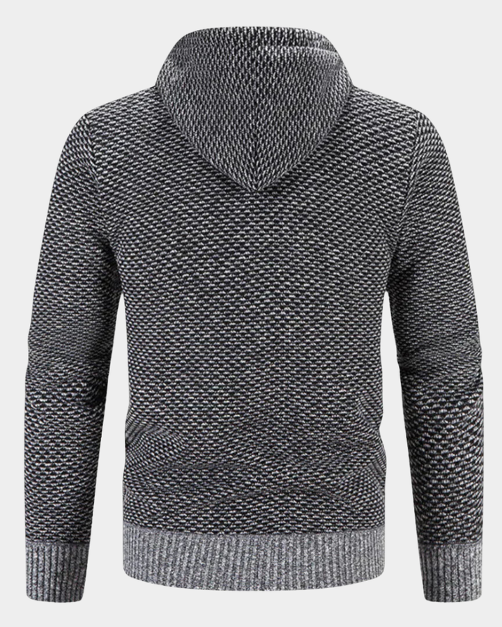 Bequemer Herren Strickpullover mit Kapuze (7)