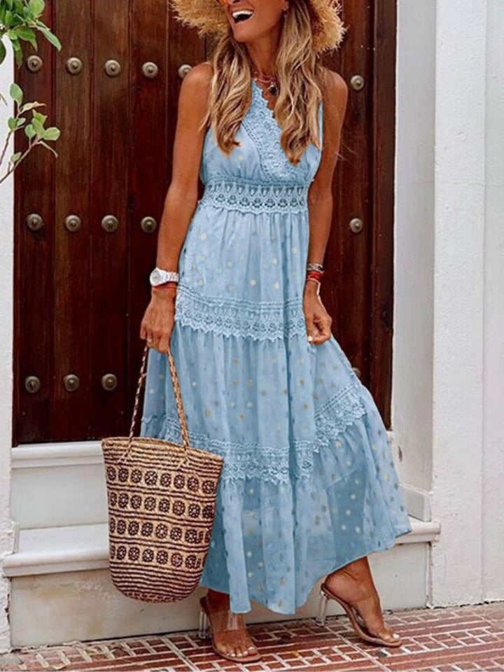 Boho Maxikleid für Hochzeitsgäste in Blau
