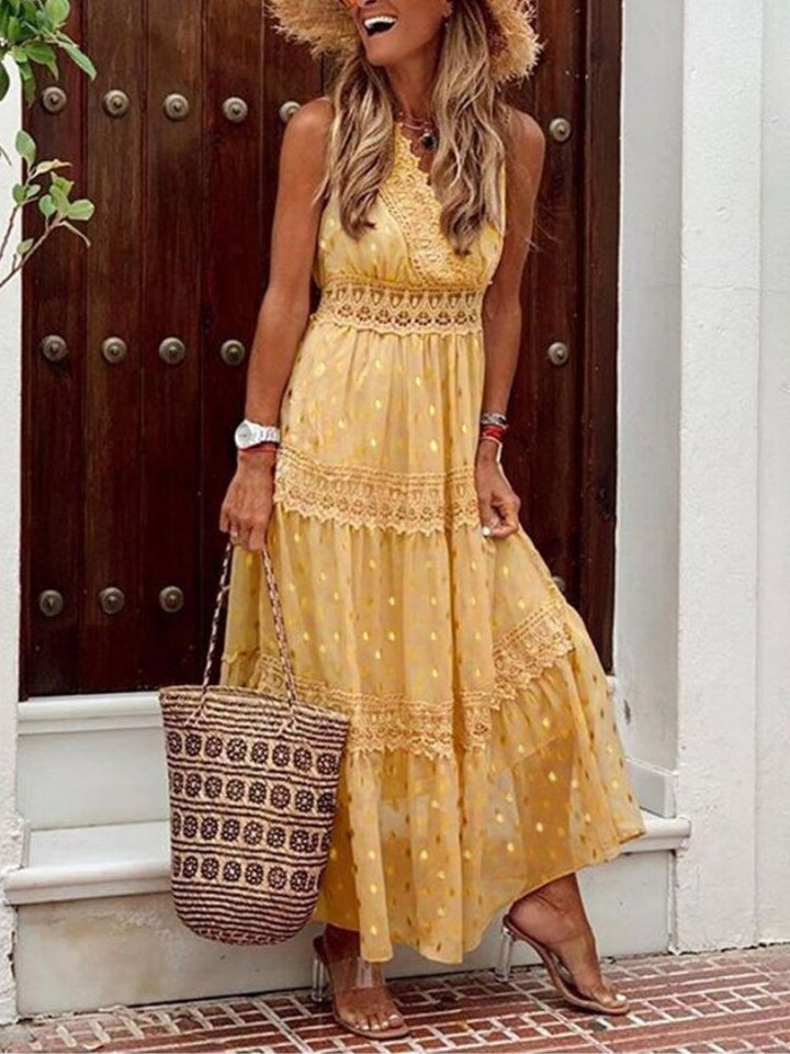 Boho Maxikleid für Hochzeitsgäste in Gelb