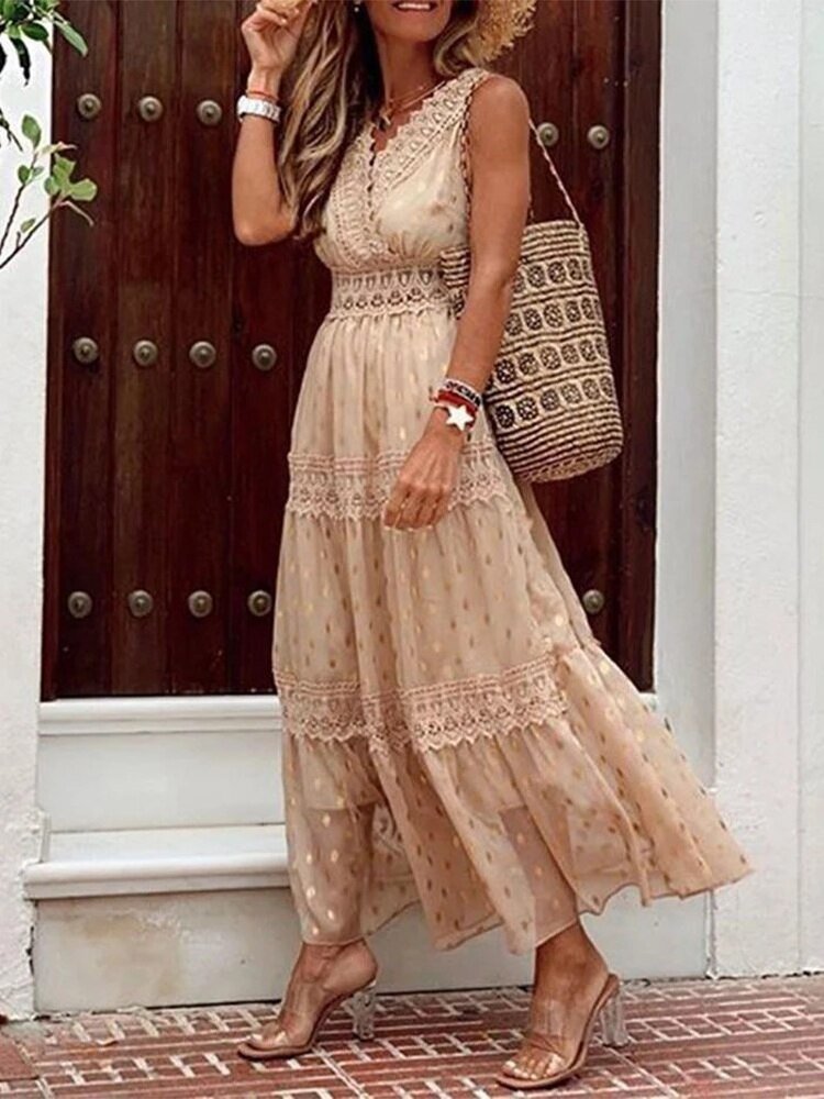 Boho Maxikleid für Hochzeitsgäste in Rosa 2