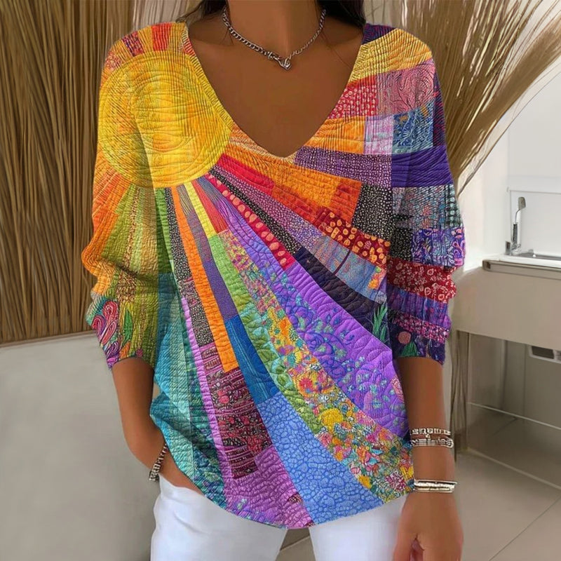 Buntes Patchwork T-Shirt Womens t-shirt in Mehrfarbig