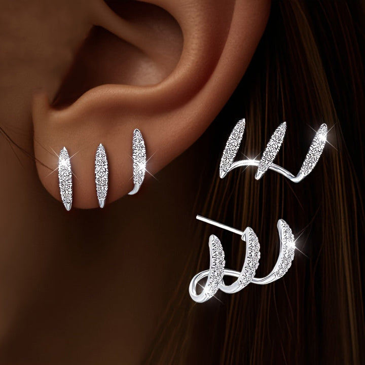 Elegante Strass Dreikrallen Ohrringe