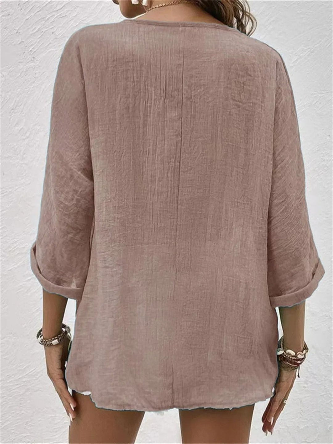 Cotton V-Neck Button-Front Top Crinkle (10)