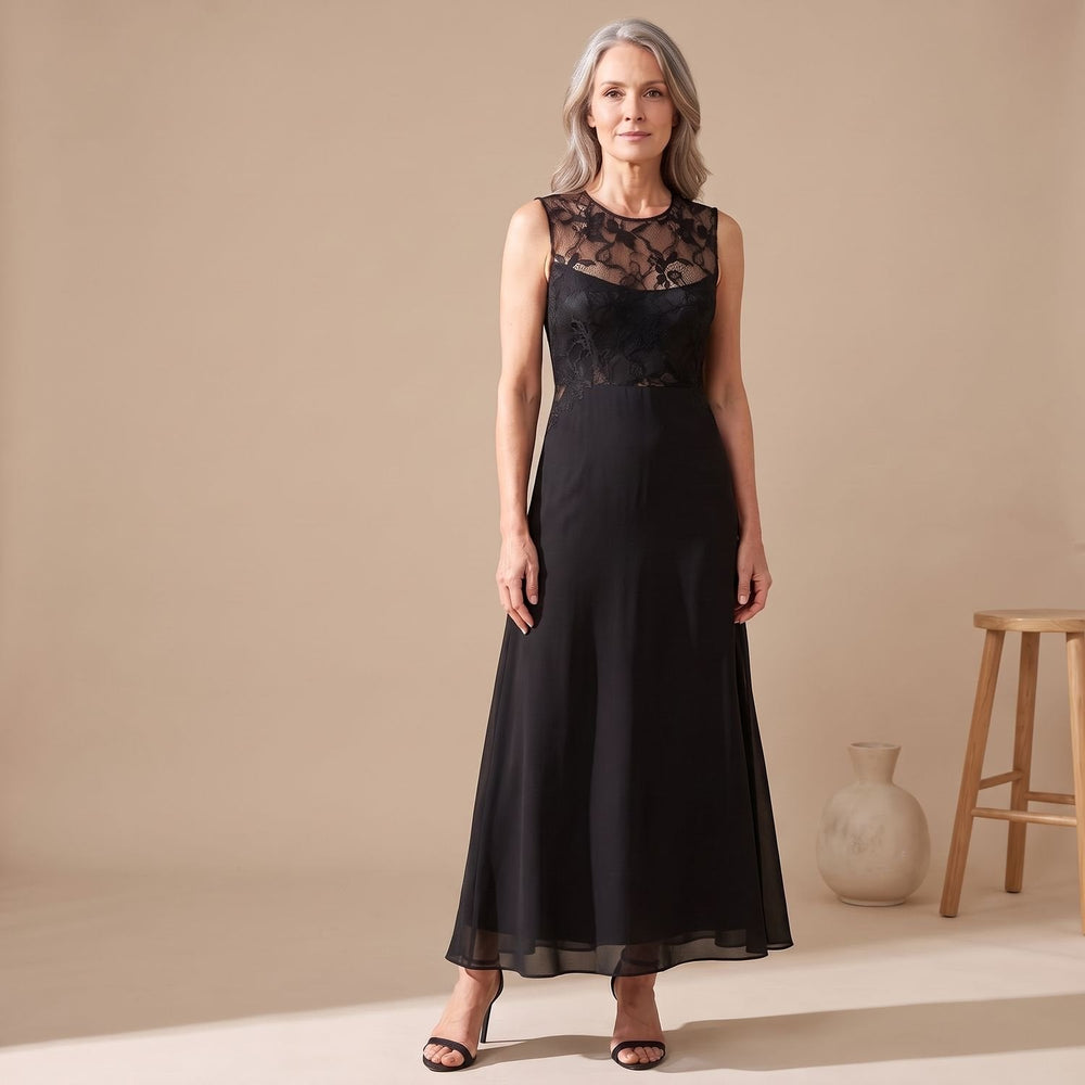 Damen A-Linien-Spitzen-Maxikleid für Hochzeitsgäste (2)