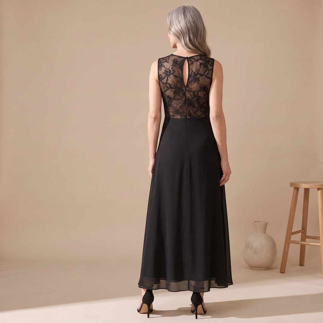 Damen A-Linien-Spitzen-Maxikleid für Hochzeitsgäste (4)