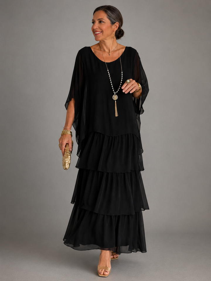Damen Abendkleid lang für den Herbst in Schwarz