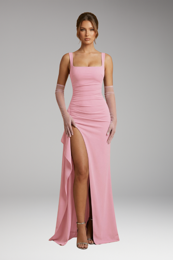 Damen Abendkleid Lang für festliche Anlässe in Rosa