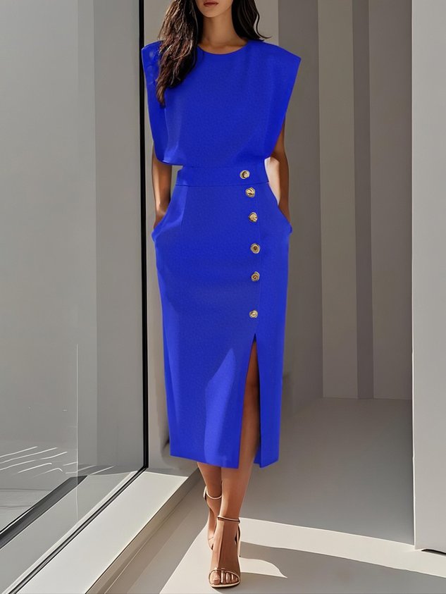 Damen Abendkleid lang für Hochzeitsgäste in Blau