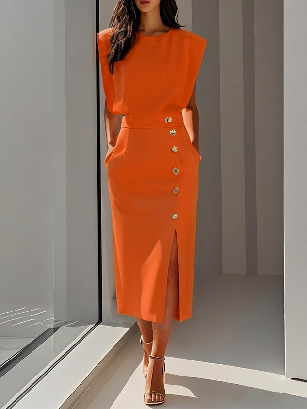 Damen Abendkleid lang für Hochzeitsgäste in Orange