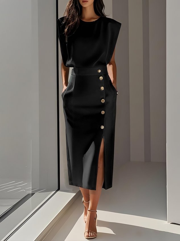 Damen Abendkleid lang für Hochzeitsgäste in Schwarz