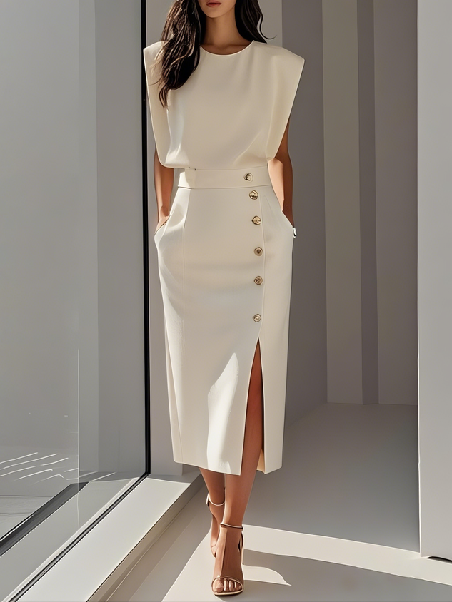 Damen Abendkleid lang für Hochzeitsgäste in Weiß