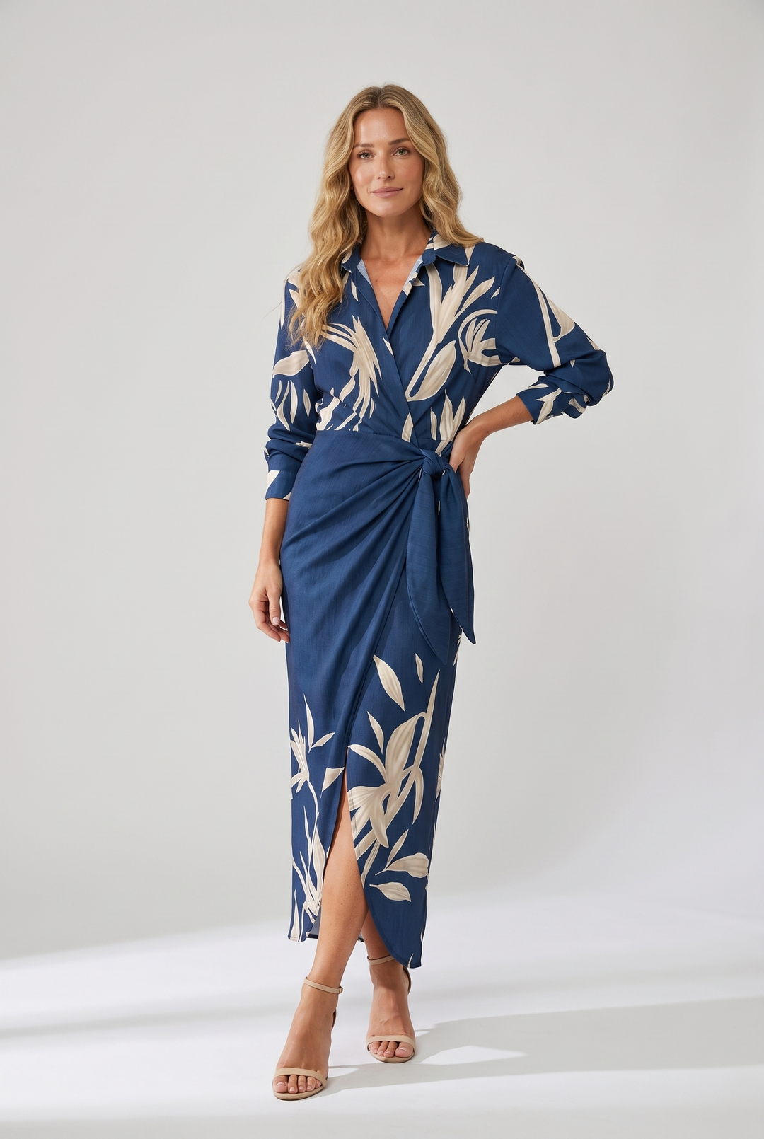 Damen Abendkleid lang im Wickel-Stil (2)
