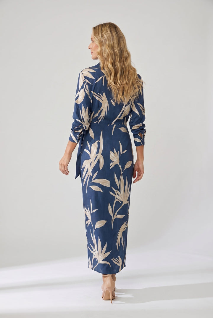 Damen Abendkleid lang im Wickel-Stil (4)