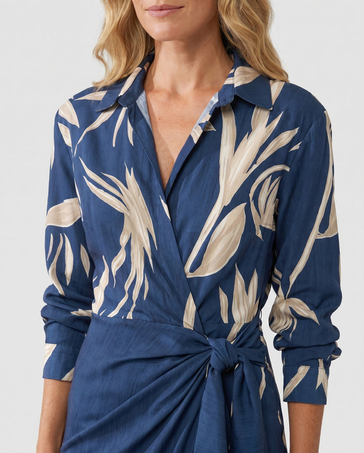 Damen Abendkleid lang im Wickel-Stil (5)