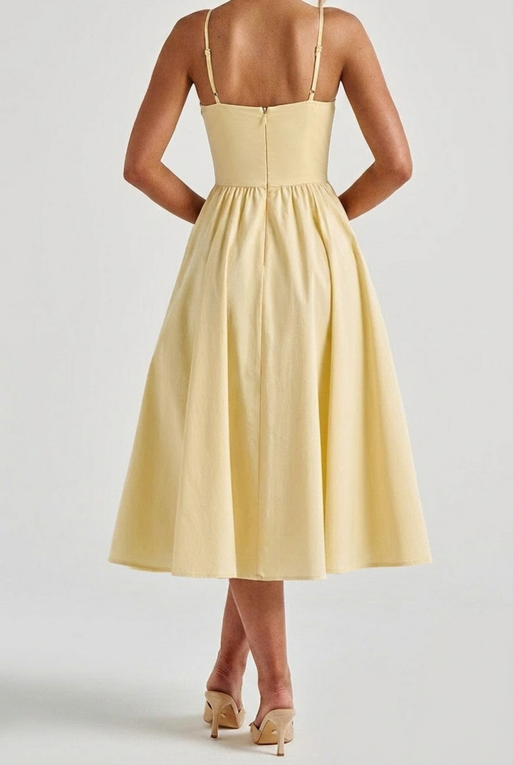 Damen Abendkleid Midi A-Linie mit Herzausschnitt (3)