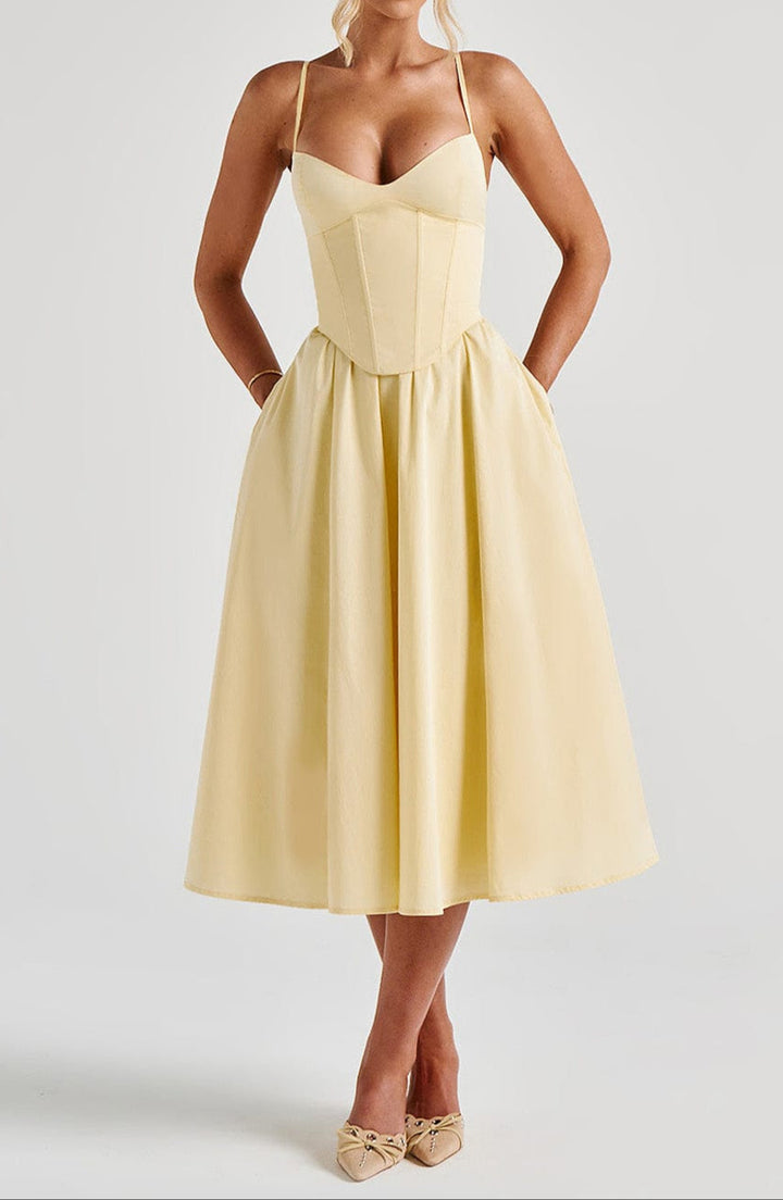 Damen Abendkleid Midi A-Linie mit Herzausschnitt (5)