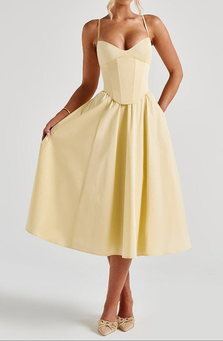 Damen Abendkleid Midi A-Linie mit Herzausschnitt (6)