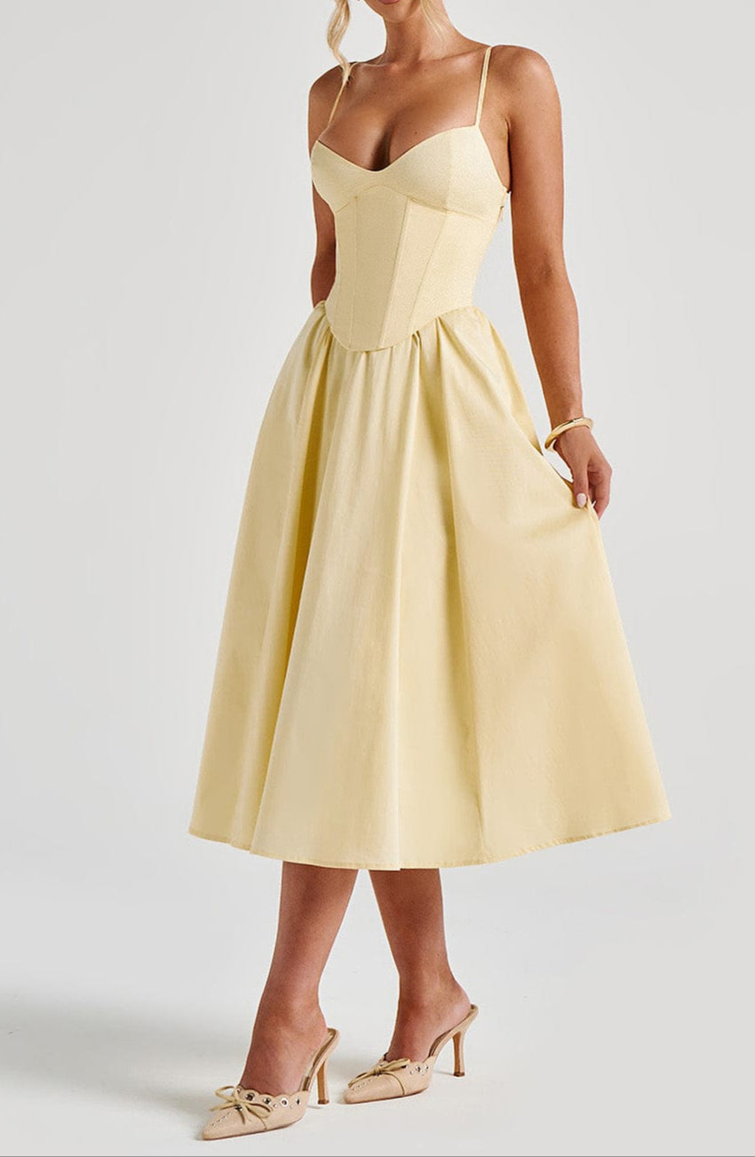 Damen Abendkleid Midi A-Linie mit Herzausschnitt (7)