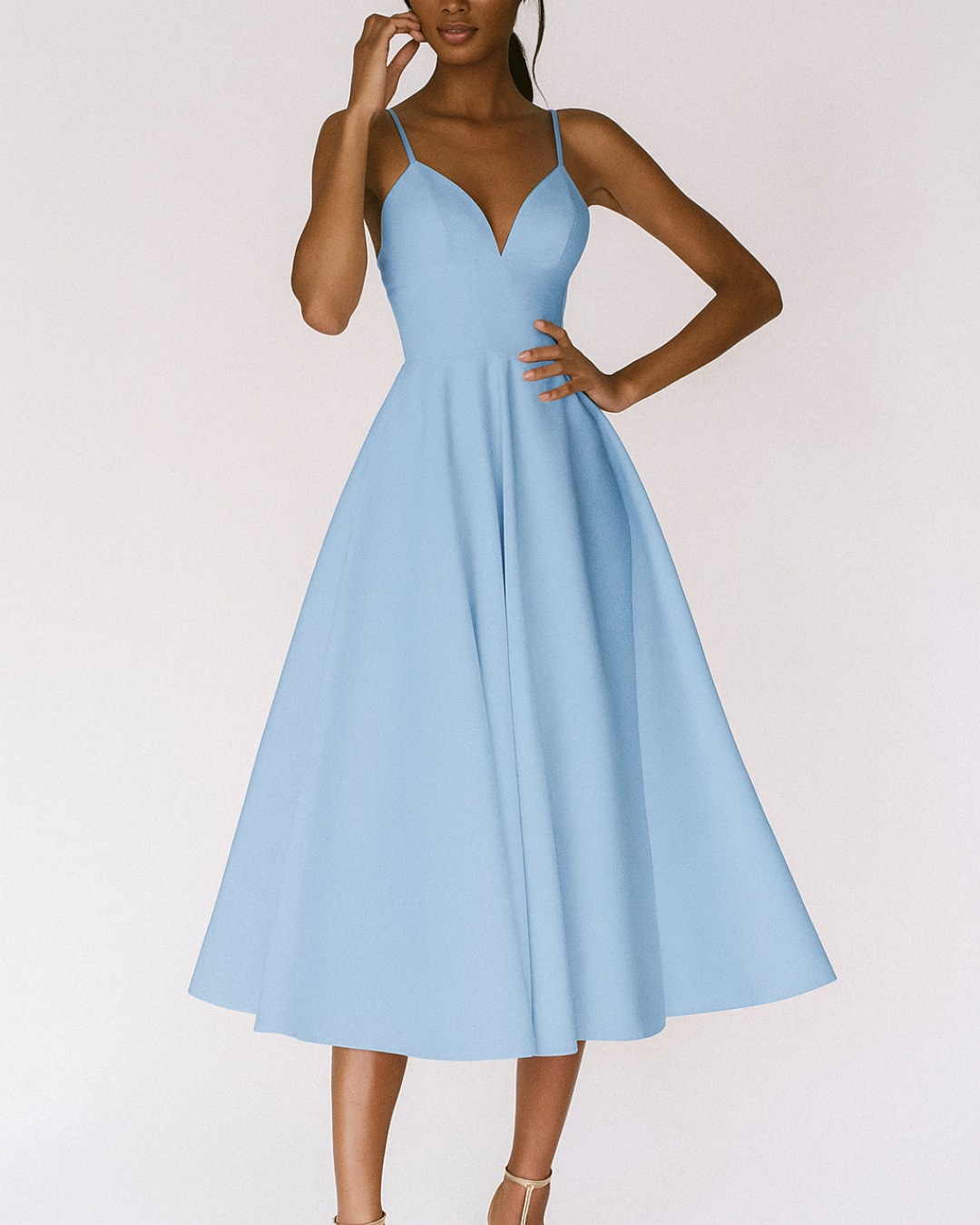 Damen Abendkleid Midi zu Hochzeitsfeiern in Blau