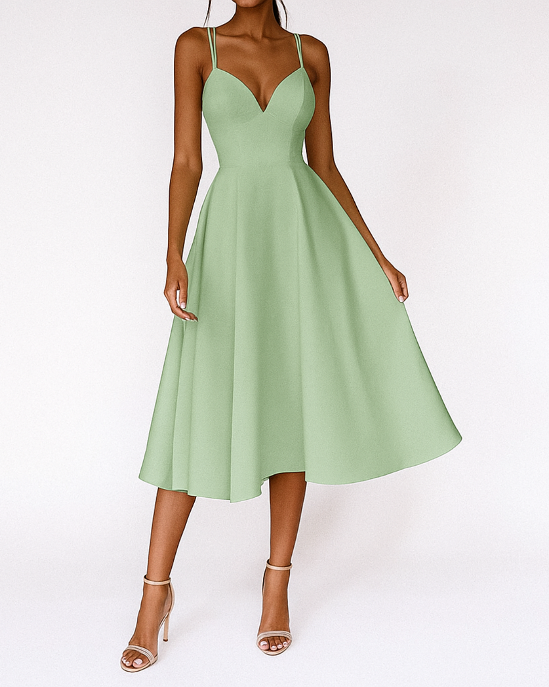 Damen Abendkleid Midi zu Hochzeitsfeiern in Grün