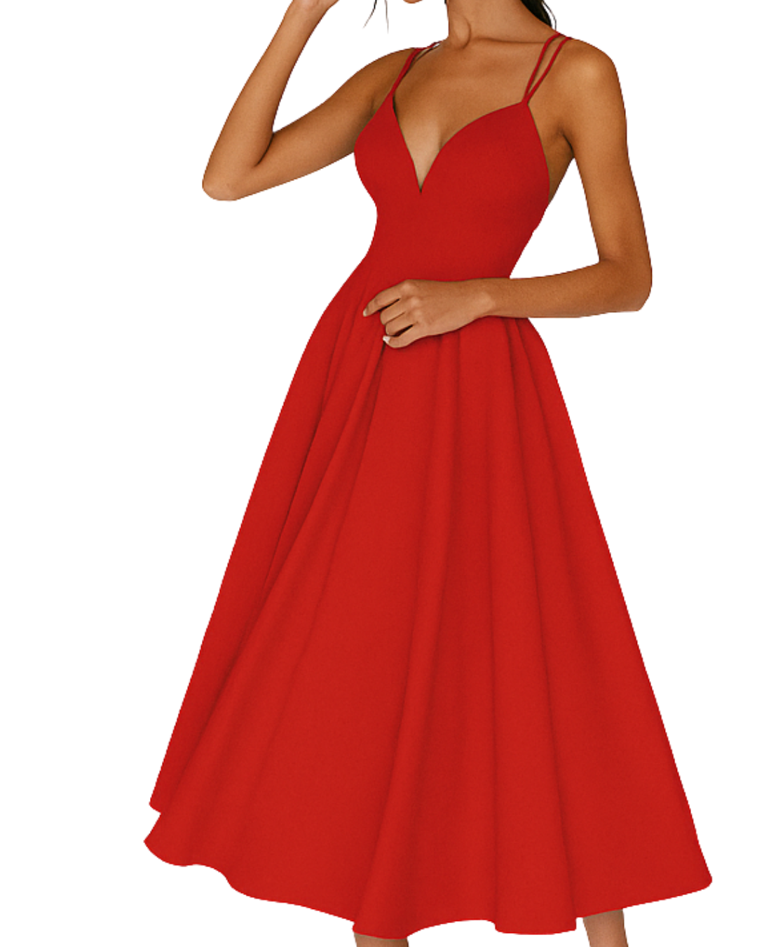 Damen Abendkleid Midi zu Hochzeitsfeiern in Rot
