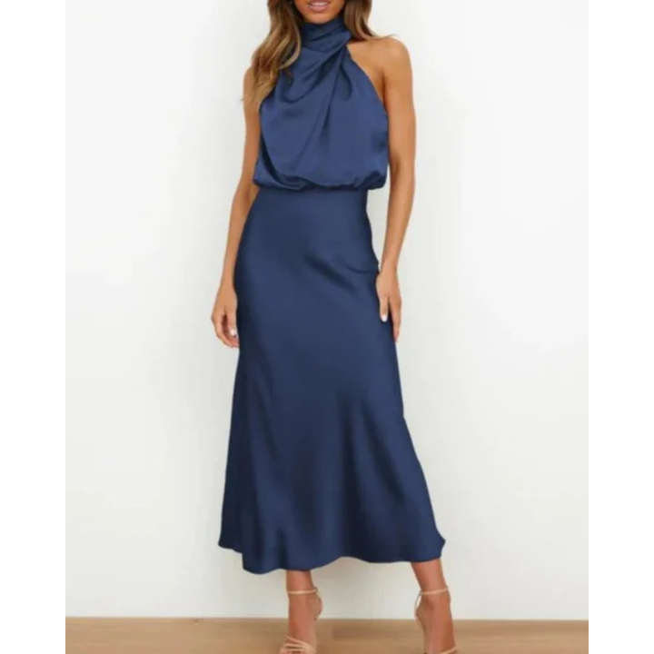 Damen Abendkleid Midi zum Ausgehen in Blau