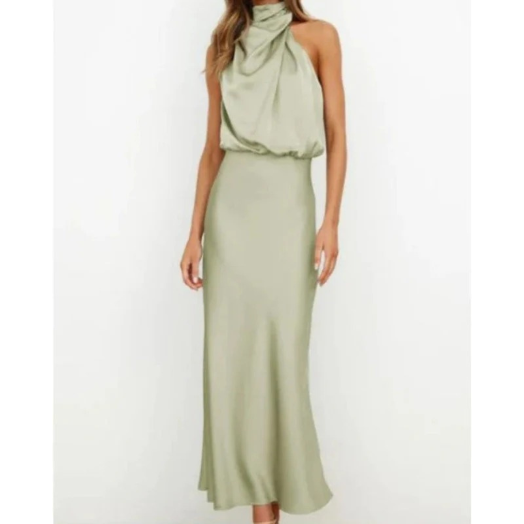Damen Abendkleid Midi zum Ausgehen in Hellgrün