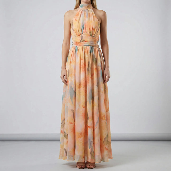 Damen Ärmelloses Neckholder A-Linie Midi-Kleid (4)