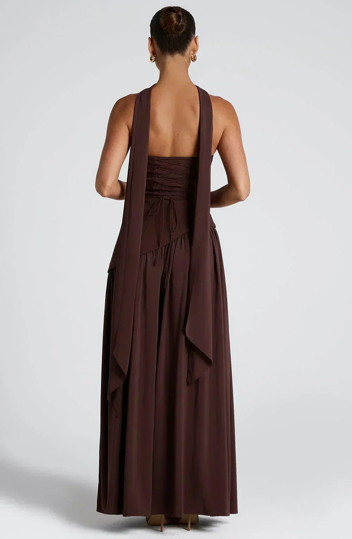 Damen Asymmetrisches Maxi Kleid für in Braun 3