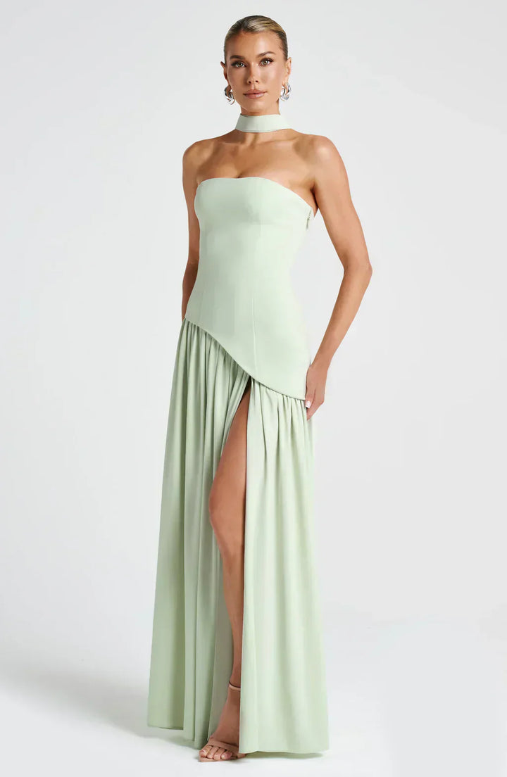 Damen Asymmetrisches Maxi Kleid für in Grün 2