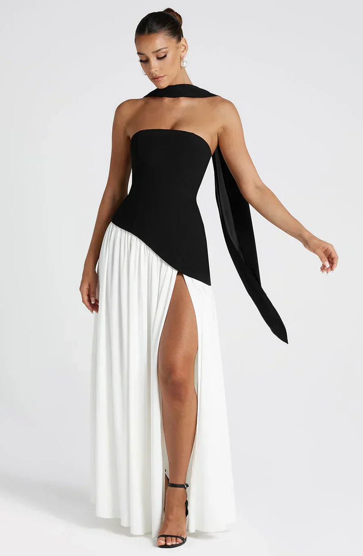 Damen Asymmetrisches Maxi Kleid für in Schwarz 1